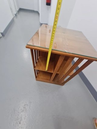 Mesa Auxiliar Librero Madera y Cristal