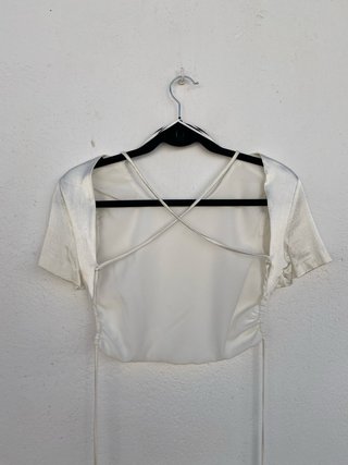 Top Satinado Zara Espalda Descubierta - Talla XS