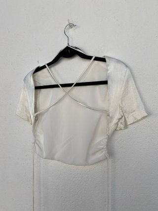 Top Satinado Zara Espalda Descubierta - Talla XS