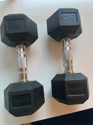 Mancuernas hexagonales 9 Kg (2 unidades)