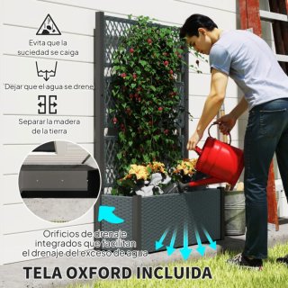 Jardinera Ratán con Enrejado Negro
