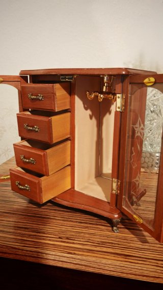 Mini armario joyero vintage madera/espejo/cristal