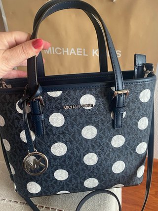 Mala Michael Kors Bolinhas Azul e Branco