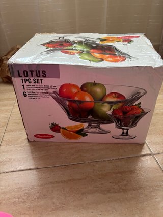 Juego 6 copas frutero cristal + bol grande