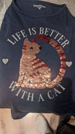 Camiseta Inextenso 12 años Gato Lentejuelas