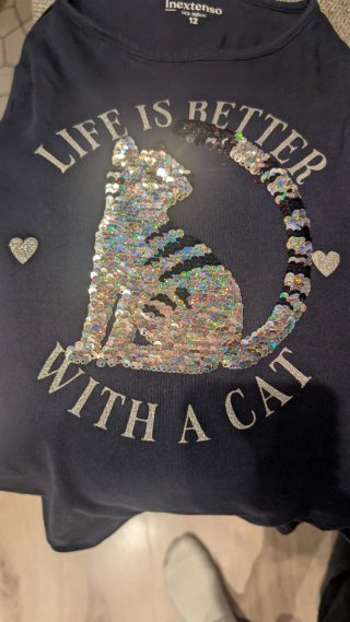 Camiseta Inextenso 12 años Gato Lentejuelas