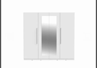 Armario blanco 4 puertas con espejo