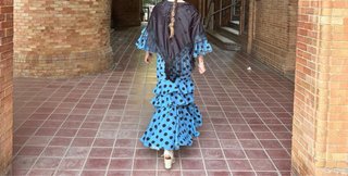 Vestido Flamenca Lunares Azul
