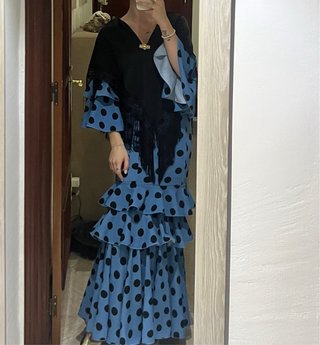 Vestido Flamenca Lunares Azul