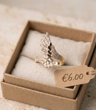 Anillo laminado 14k con Circonitas