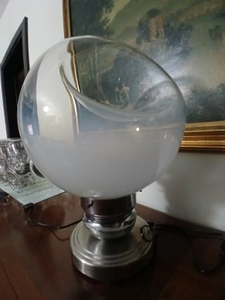 Lampada Space Age Vetro Metallo Anni 60