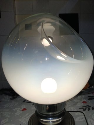 Lampada Space Age Vetro Metallo Anni 60