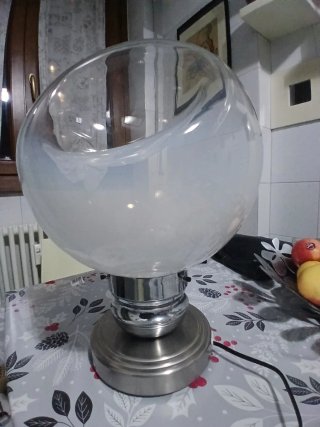 Lampada Space Age Vetro Metallo Anni 60