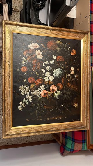 Cuadro de flores antiguo