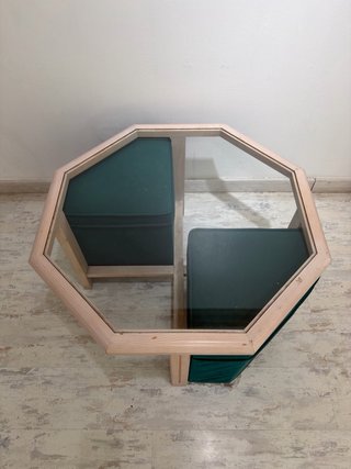 Mesa auxiliar madera cristal verde
