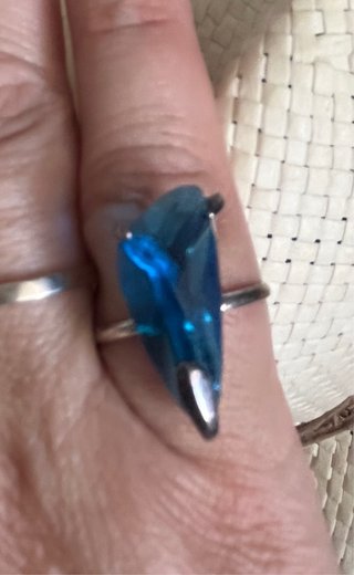 Conjunto Anillo y Colgante Azul y Plateado