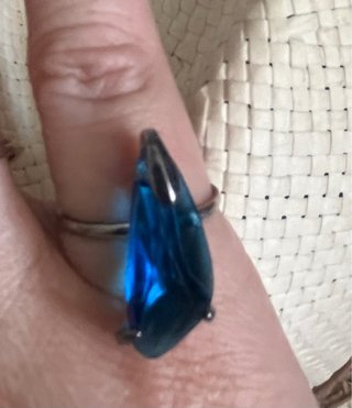 Conjunto Anillo y Colgante Azul y Plateado