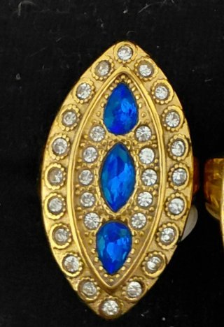 Anillo mujer oro y piedras azules en acero