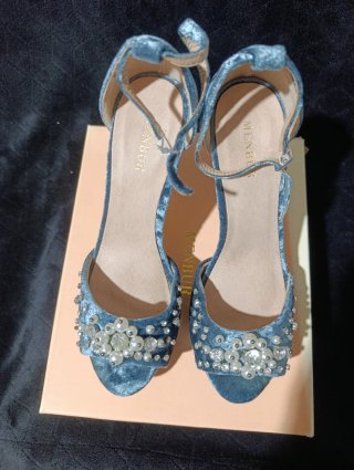 Sandalias Menbur Azul y Plateadas
