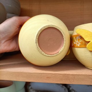 Vasi Sfera Ceramica Gialla Decorati