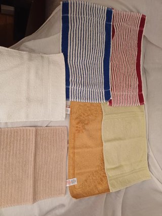 Toalla tocador algodón rosa, turquesa blanco Paños