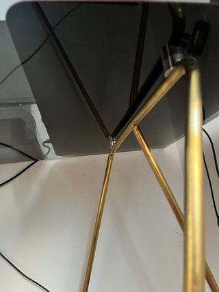 Escritorio Cristal Negro Patas Doradas