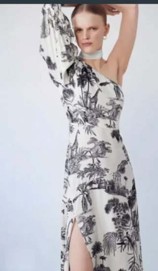 Vestido asimétrico estampado safari M