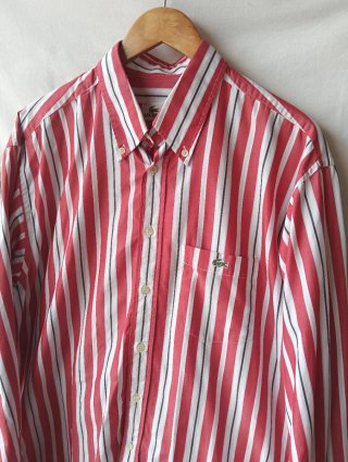 Camisa Lacoste Rayas Rojas Talla M