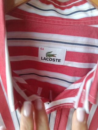 Camisa Lacoste Rayas Rojas Talla M