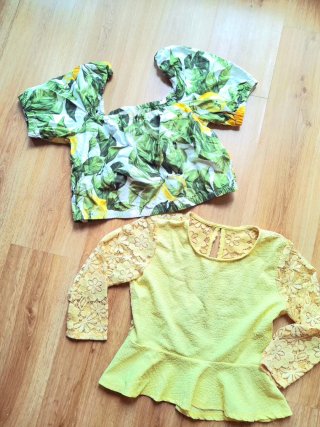 Blusas M Hojas Verdes y Amarillas