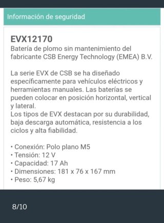 Batería CSB EVX 12170 12V 17Ah