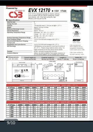 Batería CSB EVX 12170 12V 17Ah