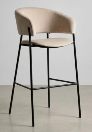 Silla de lujo terciopelo beige y metal negro