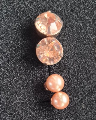 Pack Pendientes Sfera Perla y Cristal Rosa