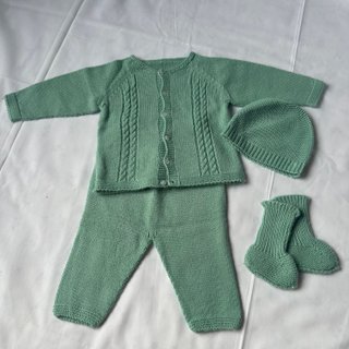 Conjunto tricot recém-nascido 4 peças