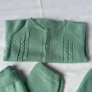 Conjunto tricot recém-nascido 4 peças