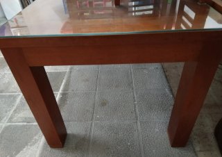 Mesa de comedor madera y cristal