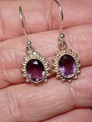 Pendientes Plata Ley Amatista Ovalada