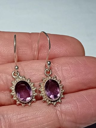 Pendientes Plata Ley Amatista Ovalada