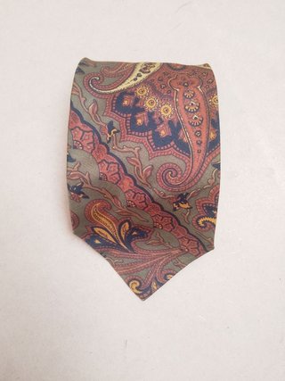 Cravatta Grigioperla Pura Seta Motivo Paisley