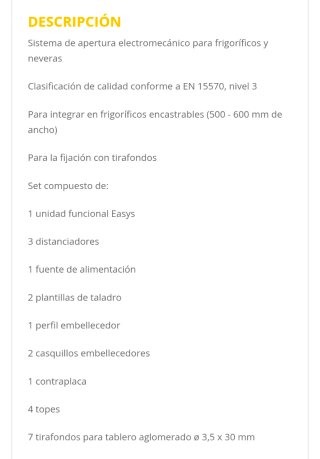 Armario frigorífico integrado sist apertura push