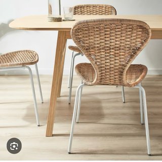 Silla de comedor de mimbre y metal