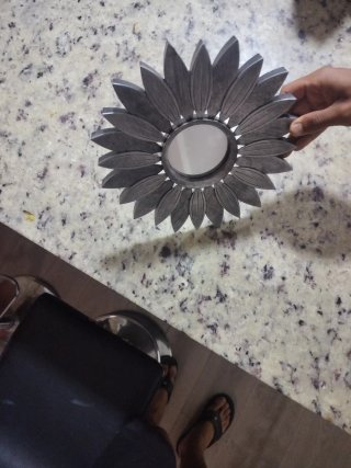 Espejo decorativo flor gris x3