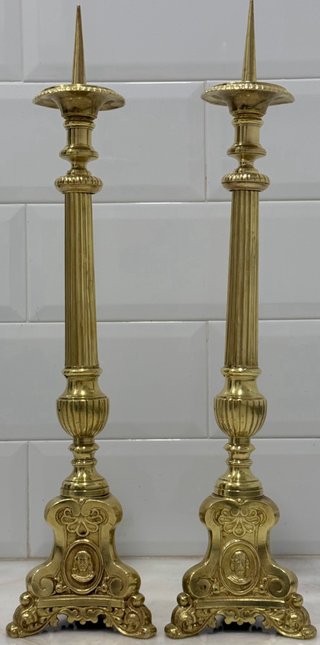 ANTIGUOS HACHEROS IGLESIA FRANCIA BRONCE SIGLO XIX