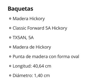 Baquetas Pro-Mark Hickory 5A