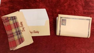 Set Papelería Vintage Tiny Teddy Hojas +Sobres Nue