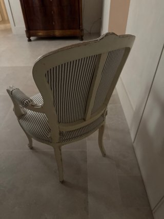 Sillón butaca antiguo rayas azul y blanco