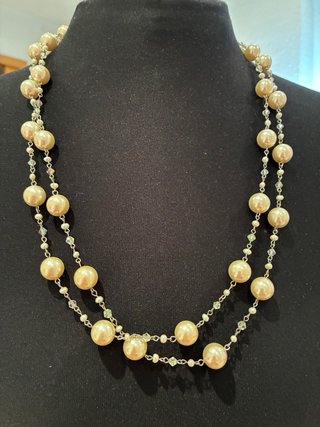 Collar largo perlas y cristales