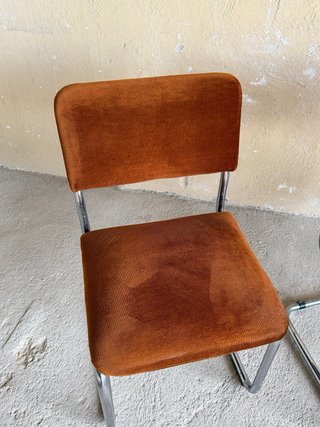 Sillas Cantilever Metal Terciopelo Marrón
