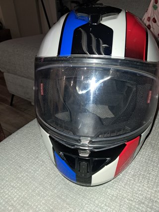Casco Moto MT Blanco y Azul
